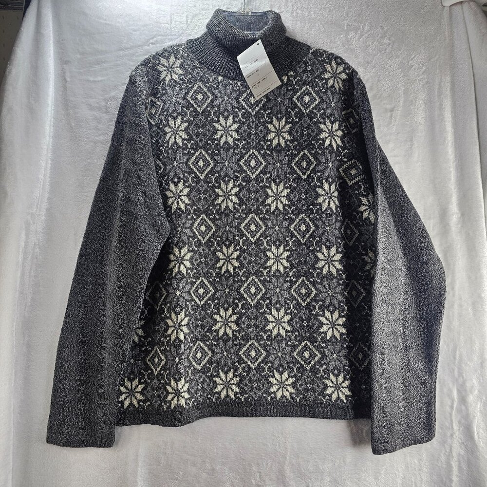 Magic Line Gray Char Women Sweater Size XL Made In Italy Pullover Turtle Neck